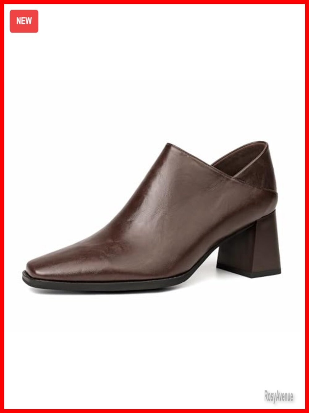 Chunky Heel Loafers Faux Leather Zipper Pumps Square Toe Dress Shoes